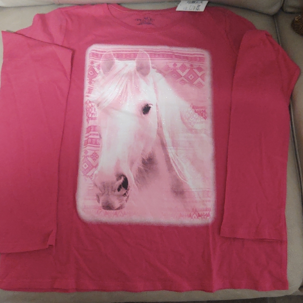 The Children's Place Girl's Pink Horse Print Long Sleeve Tee